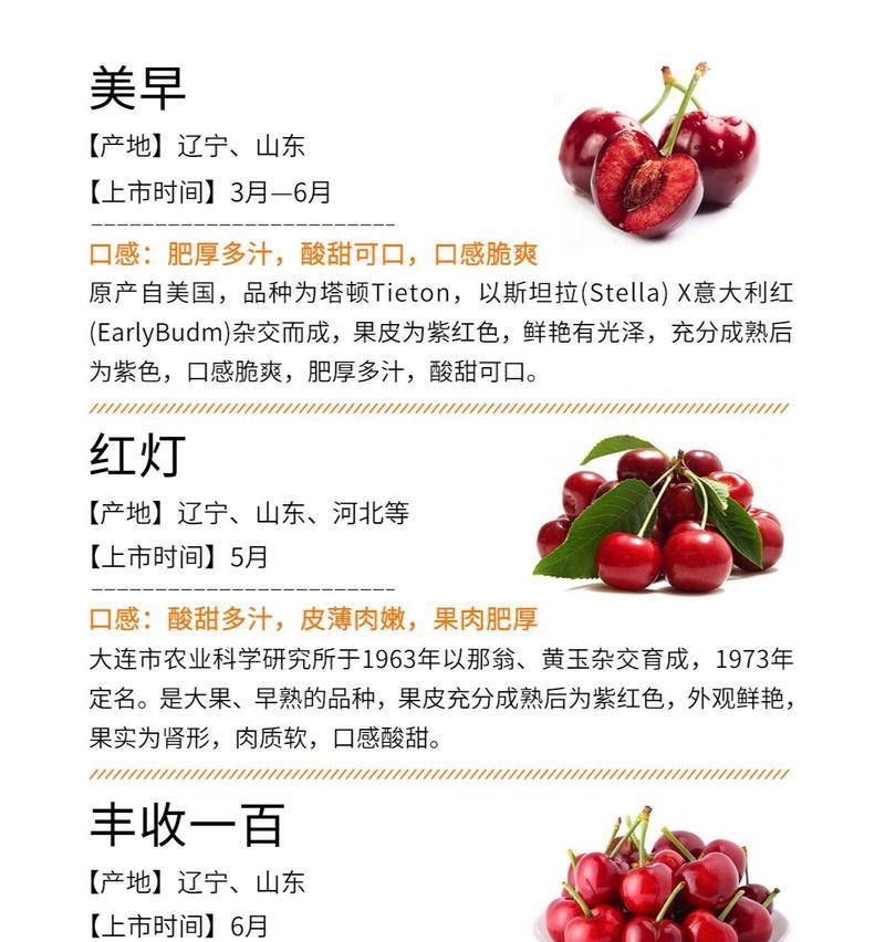 山东樱桃上市季节及成熟期分析（盘点山东樱桃上市季节与成熟期，探究不同品种果实的差异）-第1张图片-绿意生活