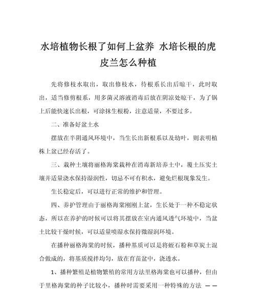 水培美叶哈尼虎皮兰的养殖技巧（打造绿意盎然的室内美景，掌握关键步骤成就成功）-第3张图片-绿意生活